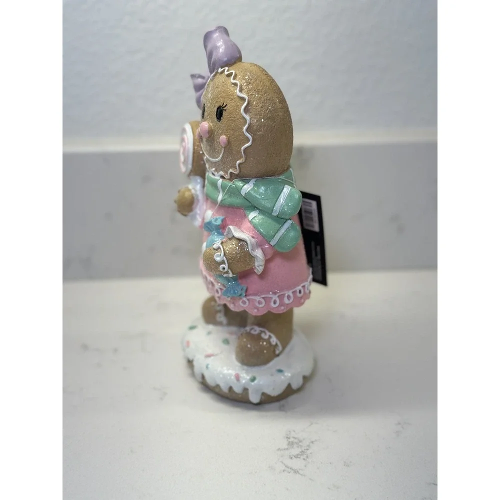 Hobby Lobby Robert Stanley Pastel Gingerbread Girl Figurine Pink Christmas 8.5